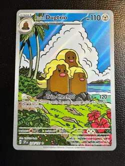 Pokemon TCG Alolan Dugtrio - Illustration Rare SV08: Surging Sparks 208/191 NM - Image 1