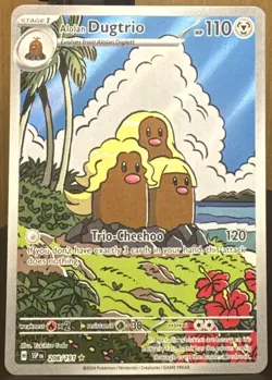 Pokemon Alolan Dugtrio 208/191 Sv08: Surging Sparks Illustration Rare Holo Card - Image 1