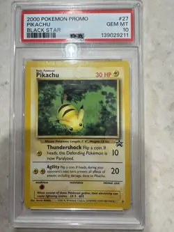 Pokemon PSA 10 Gem Mint Black Star Promo Pikachu 27 G2U - Image 1