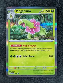 2025 Pokemon MEGANIUM #001 Black Star Promos Mega Evolution Prerelease Holo ENG - Image 1