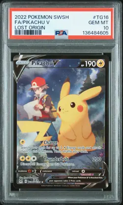2022 Pokemon TCG SWSH Lost Origin #TG16 Pikachu V FA PSA 10 GEM MINT 4605 - Image 1
