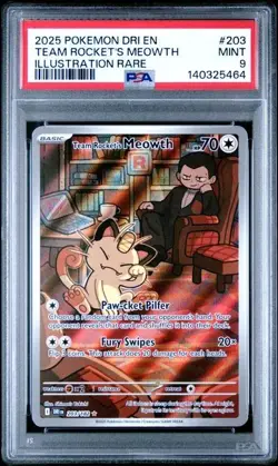 Team Rockets Meowth 203/182 - PSA 9 - Destined Rivals - Pokemon - Image 1