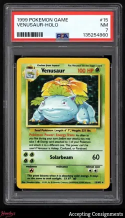1999 Pokemon Base Unlimited #15 Venusaur HOLO PSA 7 NM - Image 1