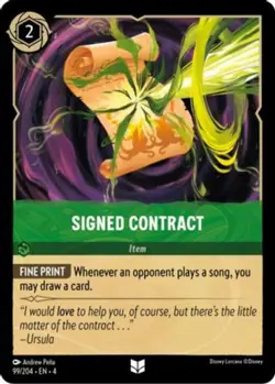 4x Signed Contract - 99/204 - Uncommon NM-Mint Disney Lorcana: Ursula's Return L - Image 1