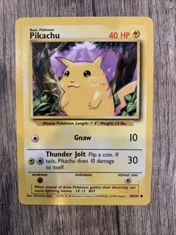 Pikachu 58/102 LP Yellow Cheeks Base Set Pokemon Card WOTC 1999 - Image 1