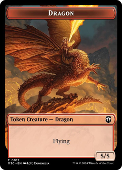 MTG Magic 1x Dragon Token RIPPLE FOIL/Copy Token (M/NM) Com. Modern Horizons 3 - Image 1