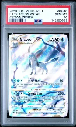 GEM MINT PSA 10 Pokemon Glaceon VSTAR Crown Zenith Galarian Gallery GG40/GG70 - Image 1