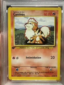 PSA 8 NM-MT Caninos 1ST EDITION FRENCH Pokemon Base Set 1999 28 - Image 2