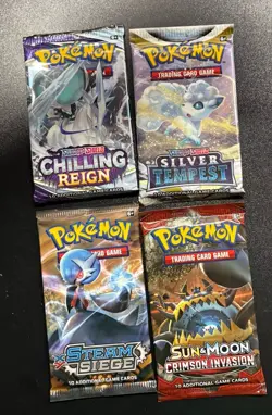Pokemon Sealed Pack Lot Of 4. Silver Tempest, Chilling Reign, Steam Siege, - Image 1