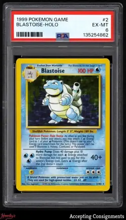 1999 Pokemon Base Unlimited #2 Blastoise HOLO PSA 6 EX-MT - Image 1