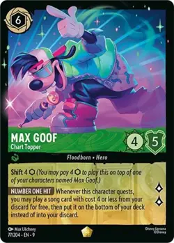 1x Max Goof - Chart Topper - 77/204 - Legendary Light Play Disney Lorcana: Fable - Image 1