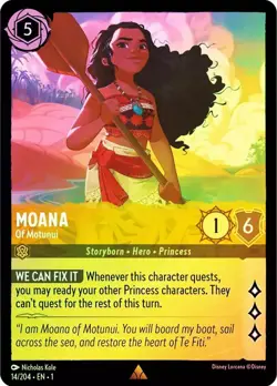 Cold Foil MOANA OF MOTUNUI 1x Rare Disney Lorcana NM - Image 1