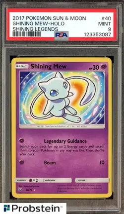 2017 POKEMON SUN & MOON SHINING LEGENDS #40 SHINING MEW-HOLO PSA 9 MINT - Image 1