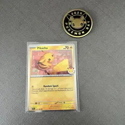 2026 Pikachu 051/162 Pokemon Day 30th Anniversary Stamped Promo TCG Plus Coin - Image 1