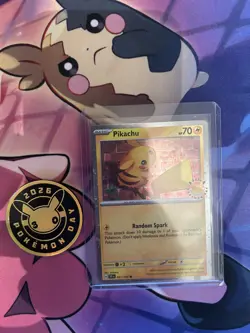2026 Pikachu 051/162 Pokemon Day 30th Anniversary Stamped Promo TCG Plus Coin - Image 1
