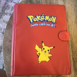 Vintage 1999 Pokemon Pikachu Red Binder TCG Album 30 Page Card Holder - Image 1