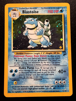 Blastoise 2/130 Base Set 2 Pokemon Card Holo Foil Rare Swirl MP - Image 1