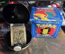 23K Gold Plated CHARIZARD Trading Card 1999 Burger King Pokemon Ball Limited Ed. - Image 1