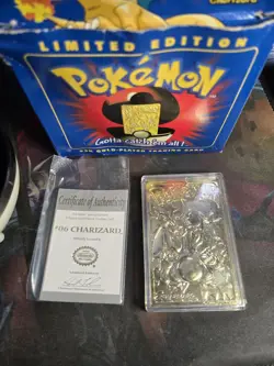 23K Gold Plated CHARIZARD Trading Card 1999 Burger King Pokemon Ball Limited Ed. - Image 2