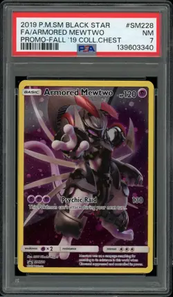 2019 Pokemon Black Star Promo SM228 Armored Mewtwo PSA 7 Near Mint - Image 2