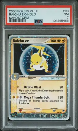 2003 POKEMON EX SANDSTORM #98 RAICHU EX-HOLO PSA 7 - Image 1