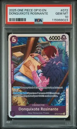 2025 One Piece OP10 EN Donquixote Rosinante PSA 10 GEM #072 SUPER RARE - Image 1