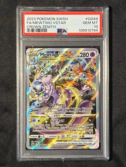 PSA Gem Mint 10-Mewtwo VSTAR GG44/GG70 Alt Art Holo 2023 Crown Zenith - Image 3