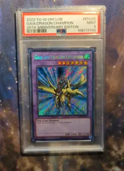 Yu-Gi-Oh Gaia The Dragon Champion LOB-EN125 25th Anniversary PSA 9 - Image 1