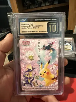 CGC 10 Pristine 2020 Pokemon Pokeka Sticker Card Spring Let's Have Fun Japanese - Image 1
