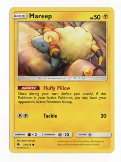 Mareep 75/214 Pokemon Sun & Moon Lost Thunder Common Trading Card Game - Image 1