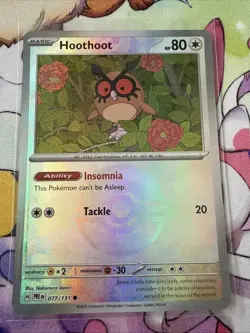 Pokemon TCG Prismatic Evolutions Hoothoot Pokeball Pattern Card NM Condition - Image 1