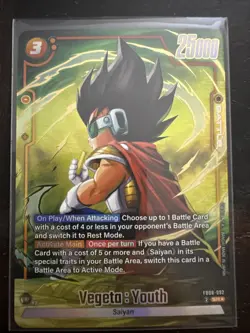 Vegeta Youth FB08-092 Alternate Art Saiyan's Pride Dragon Ball English Card NM - Image 1