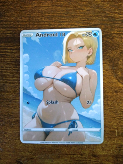 Beautiful Waifu Card - Android 18 Beach - Goddess ACG Custom DIY Fan Art Card - Image 1