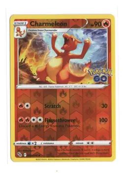 Charmeleon 009/078 Pokemon Go Reverse Holo Uncommon Fire TCG 2022 - Image 1