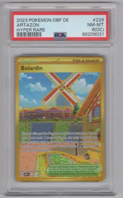 2023 POKEMON GERMAN OBSIDIAN FLAMES ARTAZON HYPER RARE #229 PSA 8 - Image 1