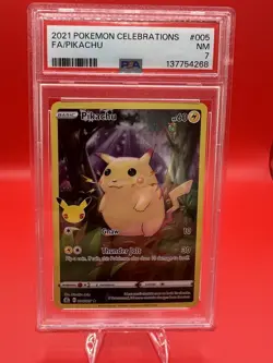 2021 Pokemon Celebrations Pikachu Full Art Holo PSA 7 Mint 005/025 - Image 1