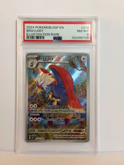 2024 Pokemon SSP EN Braviary Illustration Rare #214 PSA Graded NM-MT 8 - Image 1