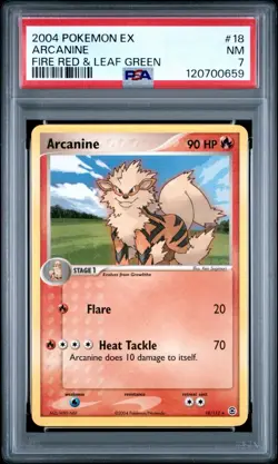 2004 POKEMON EX FIRE RED & LEAF GREEN 18 ARCANINE NEAR MINT PSA 7 - Image 1