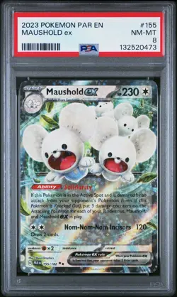 2023 POKEMON PAR EN-PARADOX RIFT 155 MAUSHOLD EX PSA 8 - Image 1