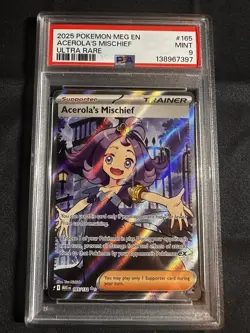 2025 POKEMON MEG EN-MEGA EVOLUTION ULTRA RARE #165 ACEROLA'S MISCHIEF PSA 9 - Image 1