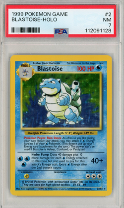 1999 POKEMON BASE SET UNLIMITED #2 BLASTOISE-HOLO PSA 7 - Image 1