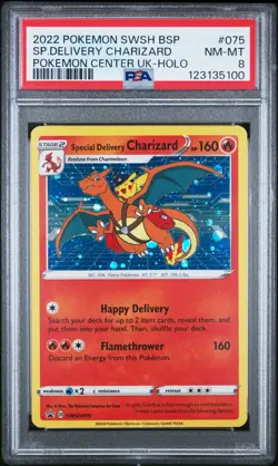 Special Delivery Charizard *Holo Bleed Error/ Swirl* Pokemon Center Promo PSA 8 - Image 1