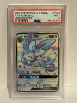 2019 POKEMON SUN & MOON HIDDEN FATES #SV76 FULL ART/SYLVEON GX PSA 9 - Image 1