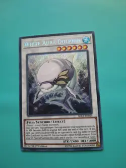 Yugioh - White Aura Dolphin Secret Rare 1st Edition BLLR-EN019 LP - Image 1