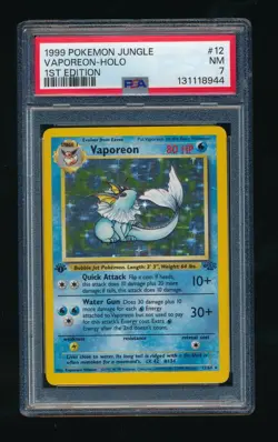 PSA 7 VAPOREON 12/64 1ST EDITION JUNGLE SET HOLO RARE 1999 POKEMON TCG - Image 1