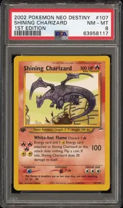 2002 Pokemon Neo Destiny 1st Edition #107 Shining Charizard HOLO PSA 8 NM-MT - Image 1