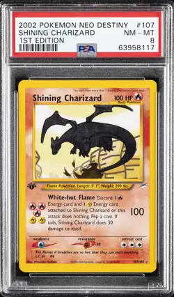 2002 POKEMON NEO DESTINY 1ST ED #107 SHINING CHARIZARD PSA 8 - Image 1