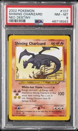 2002 POKEMON NEO DESTINY #107 SHINING CHARIZARD PSA 8 - Image 1