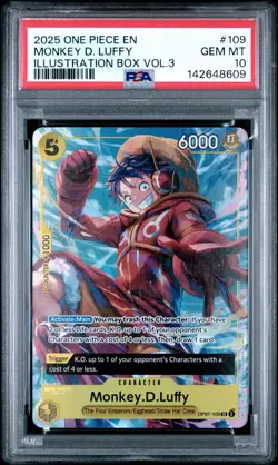 2025 ONE PIECE PROMOS ILLUSTRATION BOX VOL.3 #109 MONKEY D. LUFFY PSA 10 - Image 1