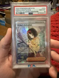 2023 POKEMON MEW EN-151 SPECIAL ILLUSTRATION RARE #203 ERIKA'S INVITATION PSA 10 - Image 1